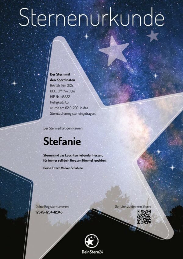 Sterntaufe Zertifikat Stern small