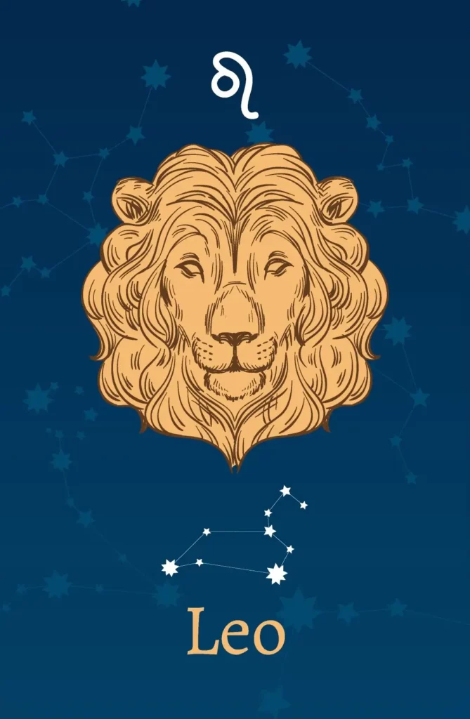 Sternzeichen Löwe mit Darstellung der Sterne