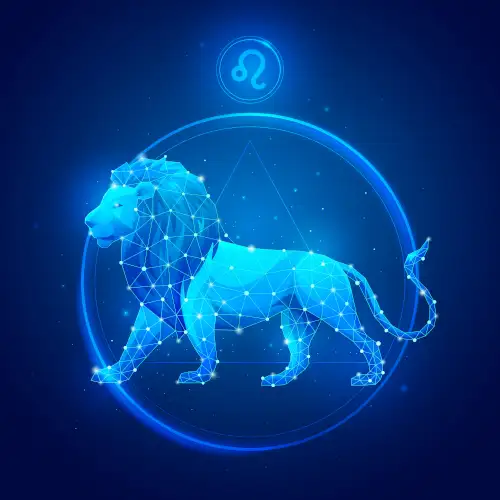Darstellung des Sternzeichens Löwe inklusive Symbol